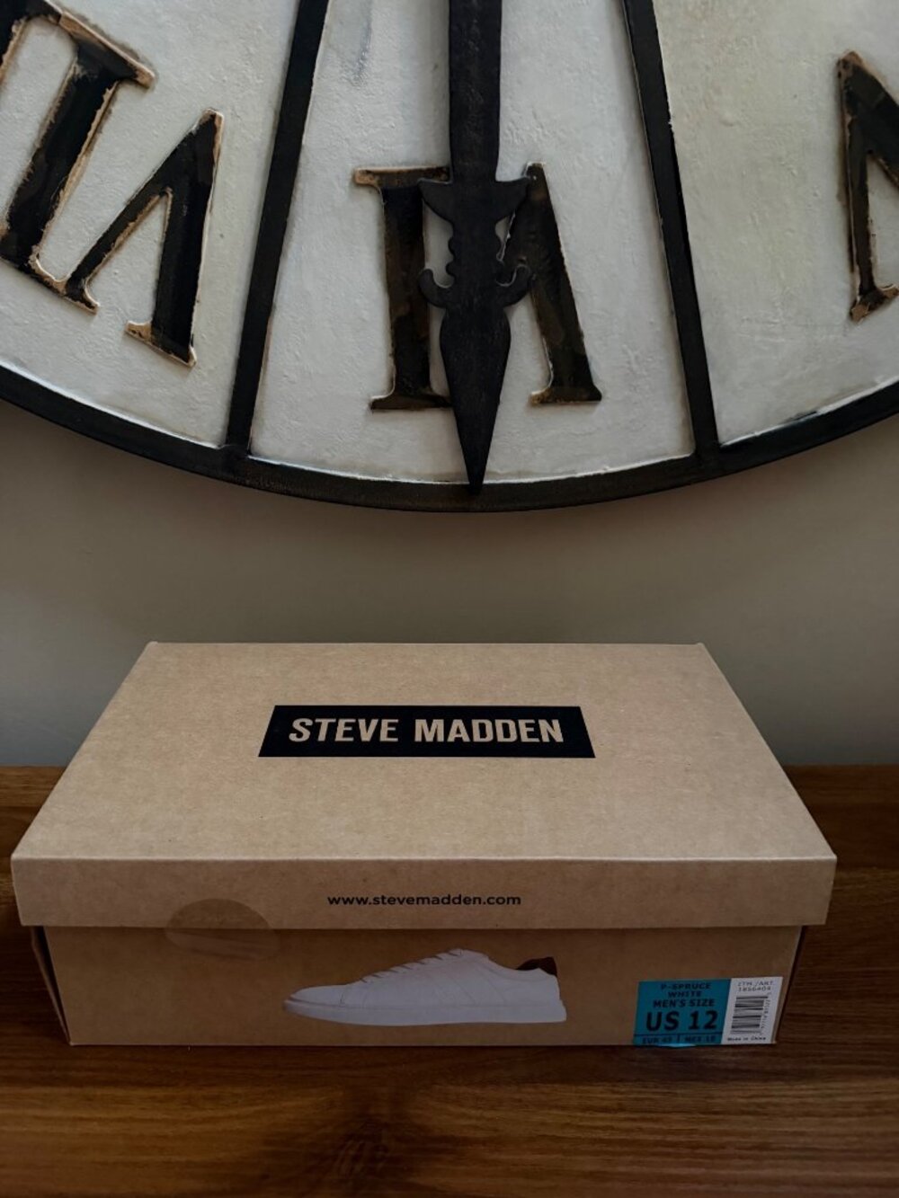 Steve Madden Mens P-Spruce White Faux Leather Sneakers Size 12